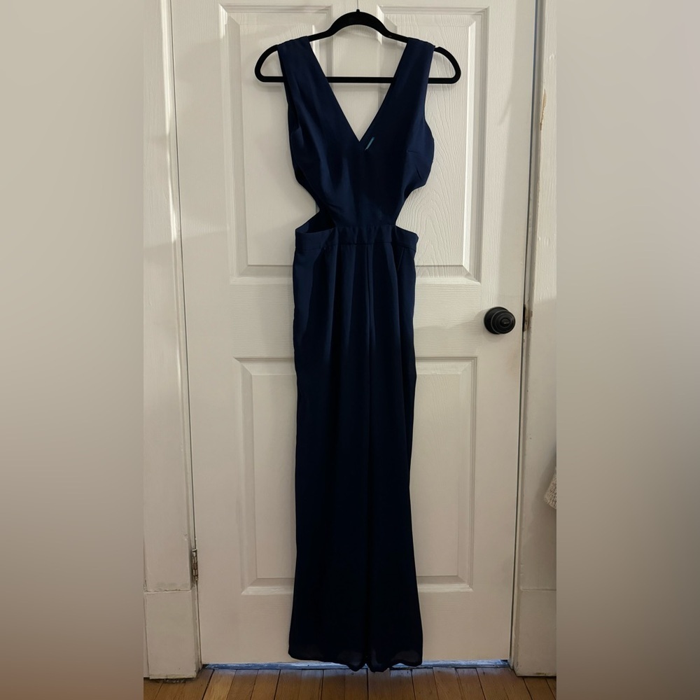 Dark blue jumpsuit with cutouts